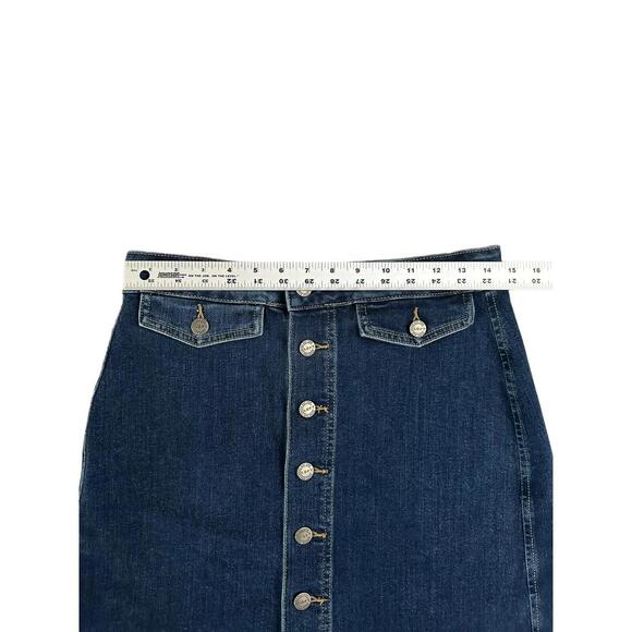Loft Medium Wash Button Up Denim Knee Length Jean Skirt Women’s  4 NEW - Picture 7 of 12